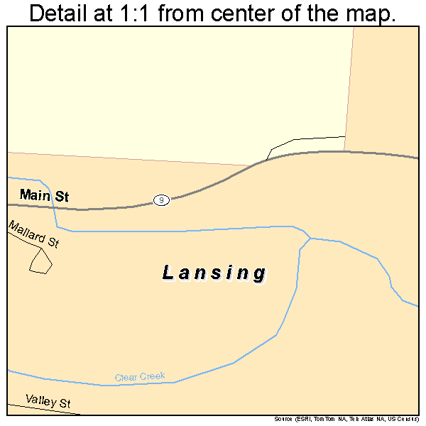 Lansing, Iowa road map detail