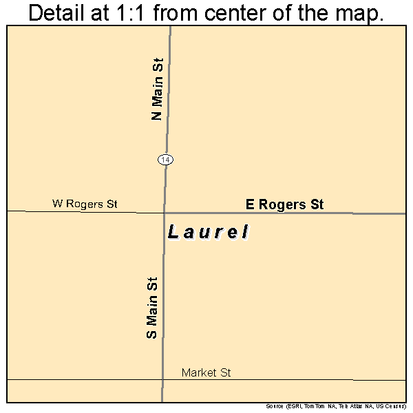 Laurel, Iowa road map detail