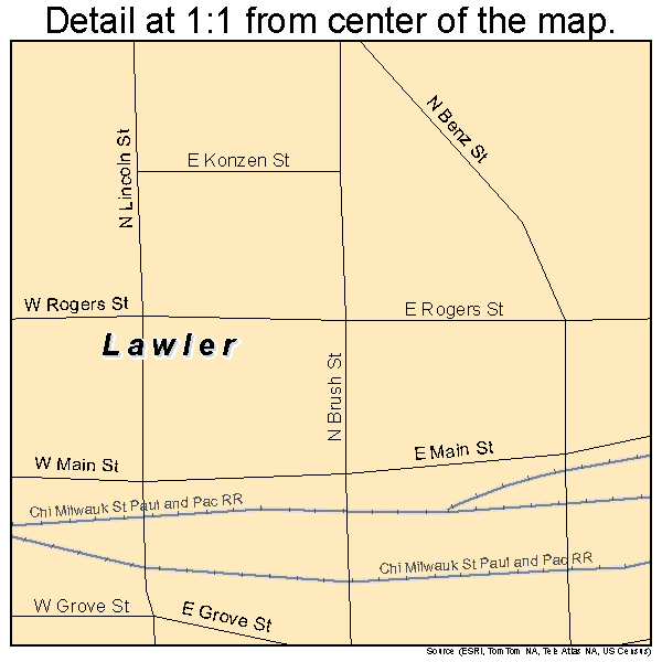 Lawler, Iowa road map detail