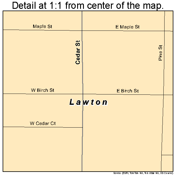 Lawton, Iowa road map detail