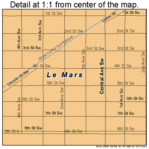 Le Mars, Iowa road map detail