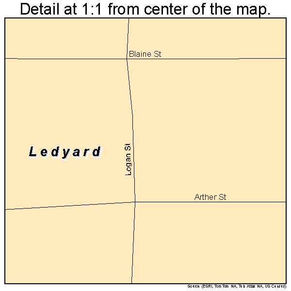 Ledyard, Iowa road map detail