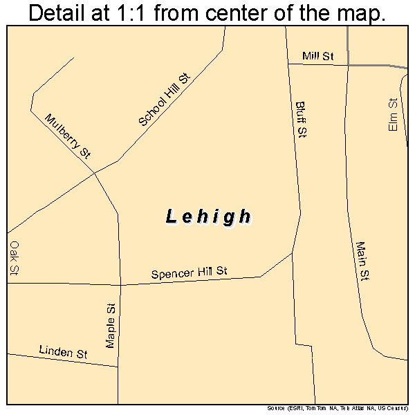 Lehigh, Iowa road map detail
