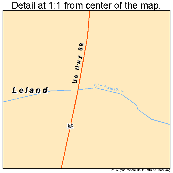 Leland, Iowa road map detail