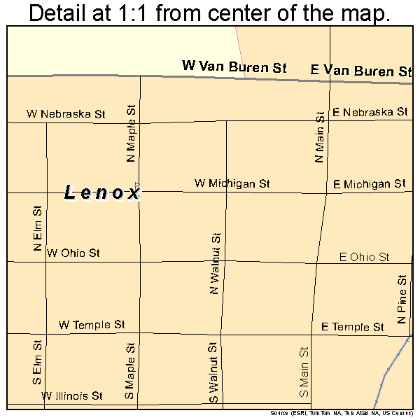 Lenox, Iowa road map detail