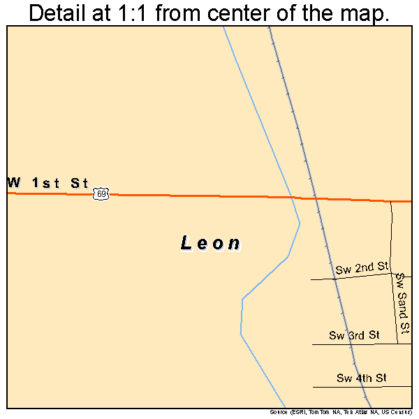 Leon, Iowa road map detail