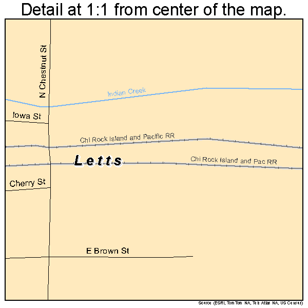 Letts, Iowa road map detail