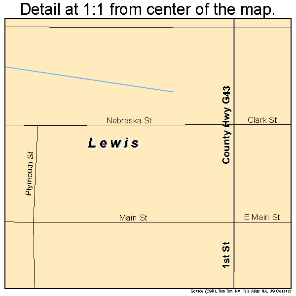 Lewis, Iowa road map detail