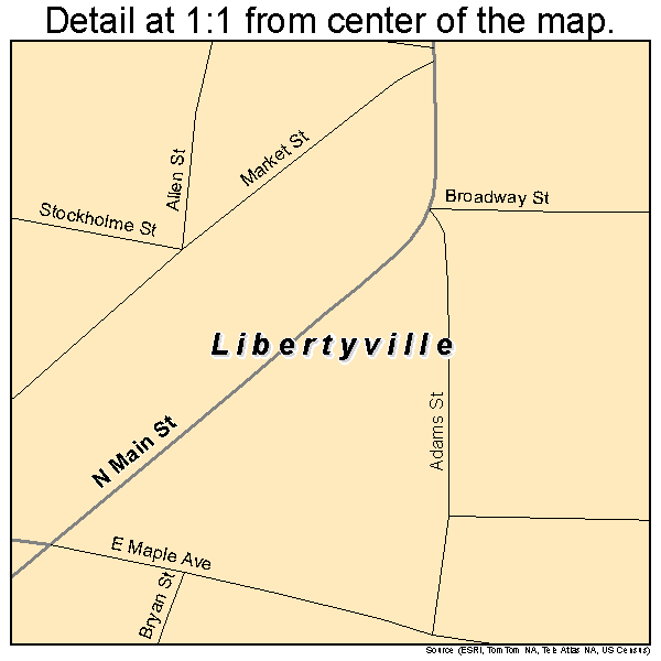 Libertyville, Iowa road map detail
