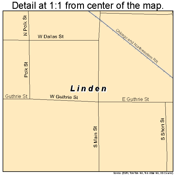 Linden, Iowa road map detail