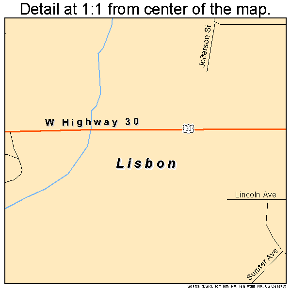 Lisbon, Iowa road map detail