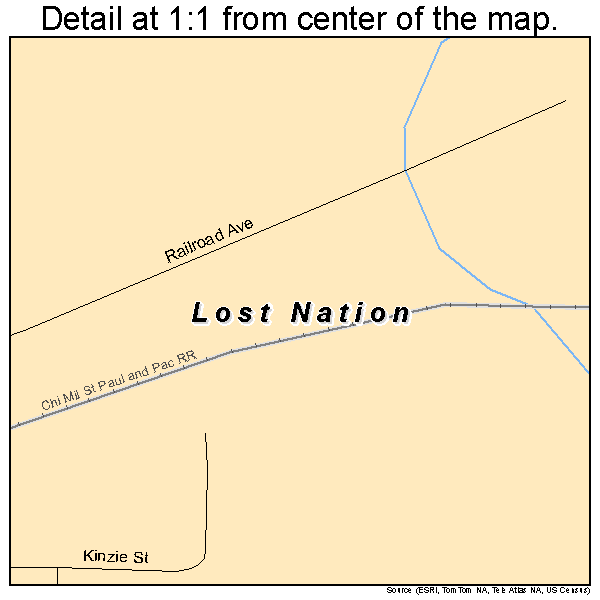 Lost Nation, Iowa road map detail