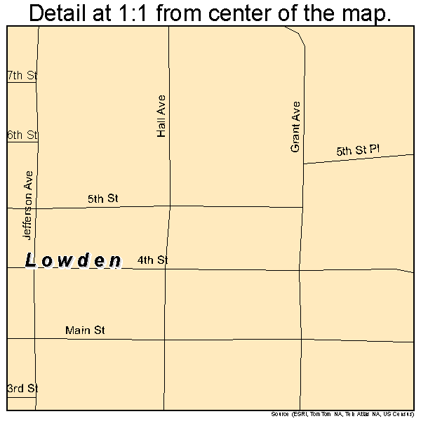 Lowden, Iowa road map detail
