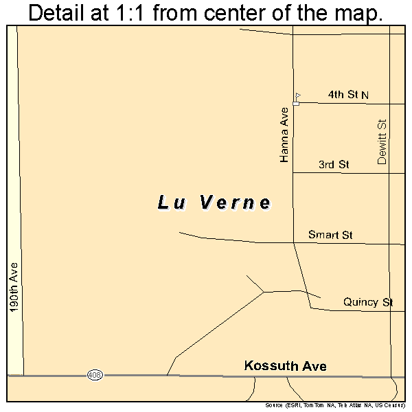 Lu Verne, Iowa road map detail