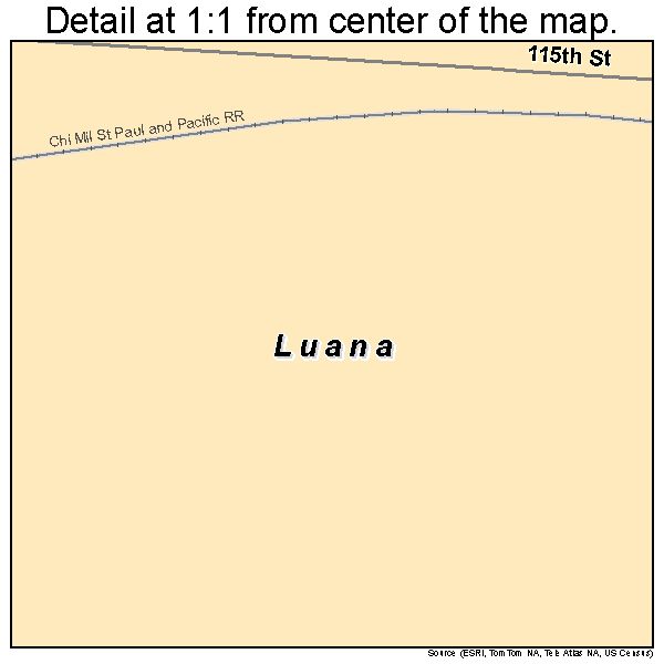 Luana, Iowa road map detail