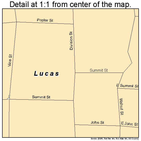 Lucas, Iowa road map detail