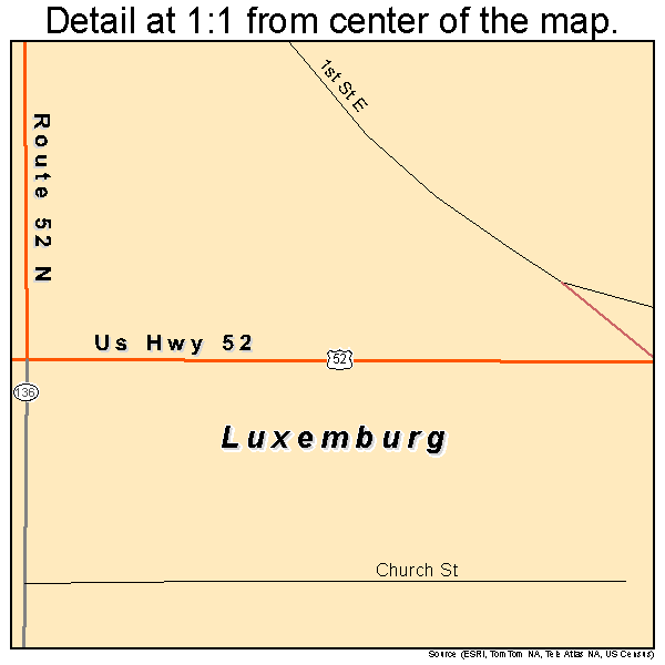 Luxemburg, Iowa road map detail