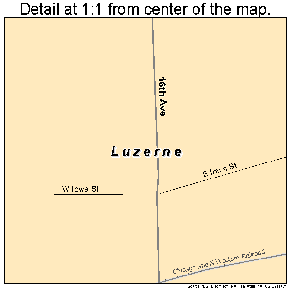 Luzerne, Iowa road map detail
