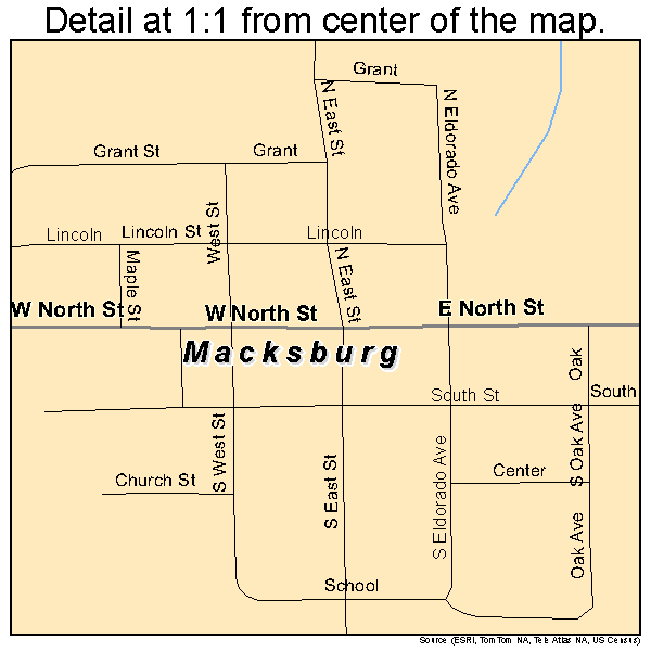 Macksburg, Iowa road map detail