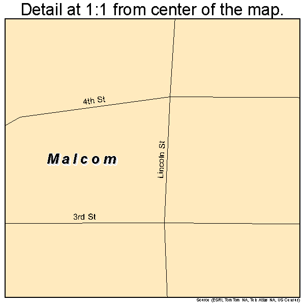 Malcom, Iowa road map detail