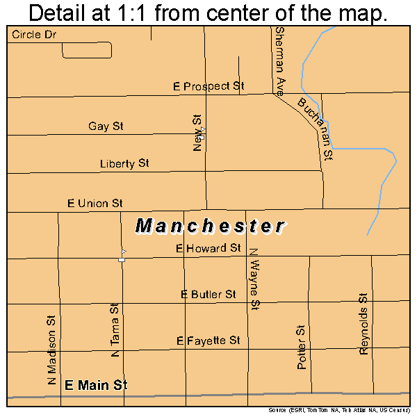 Manchester, Iowa road map detail