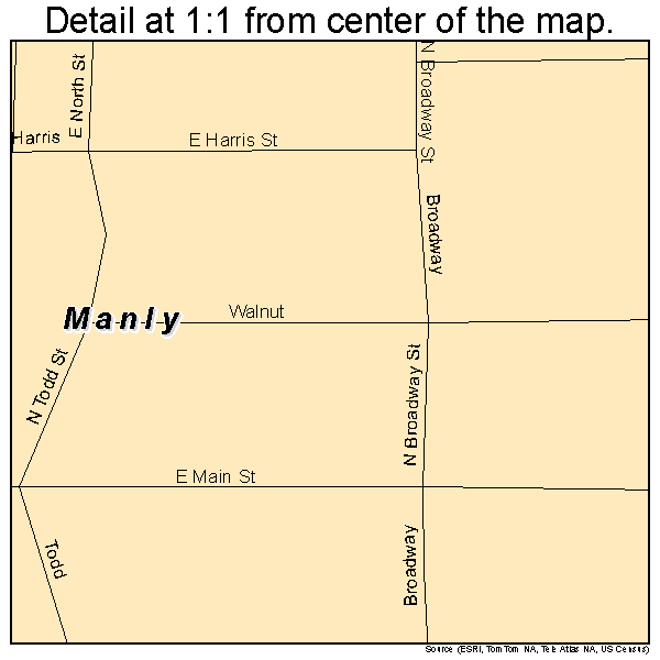 Manly, Iowa road map detail