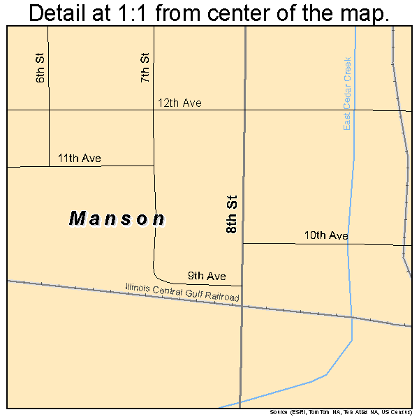 Manson, Iowa road map detail