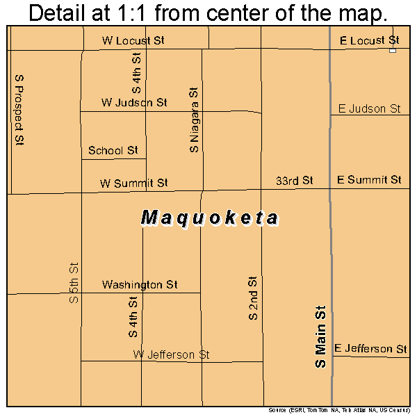 Maquoketa, Iowa road map detail