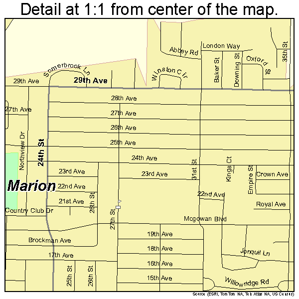 Marion, Iowa road map detail