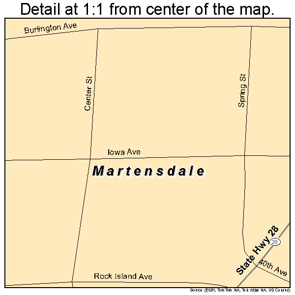 Martensdale, Iowa road map detail