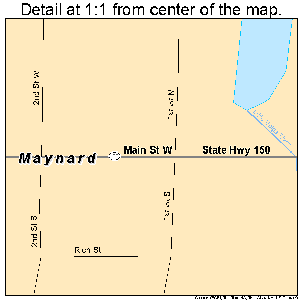 Maynard, Iowa road map detail