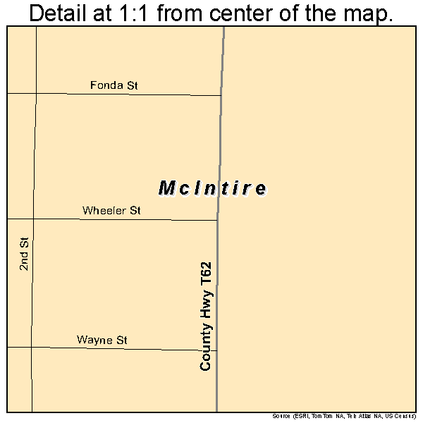 McIntire, Iowa road map detail