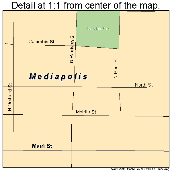 Mediapolis, Iowa road map detail