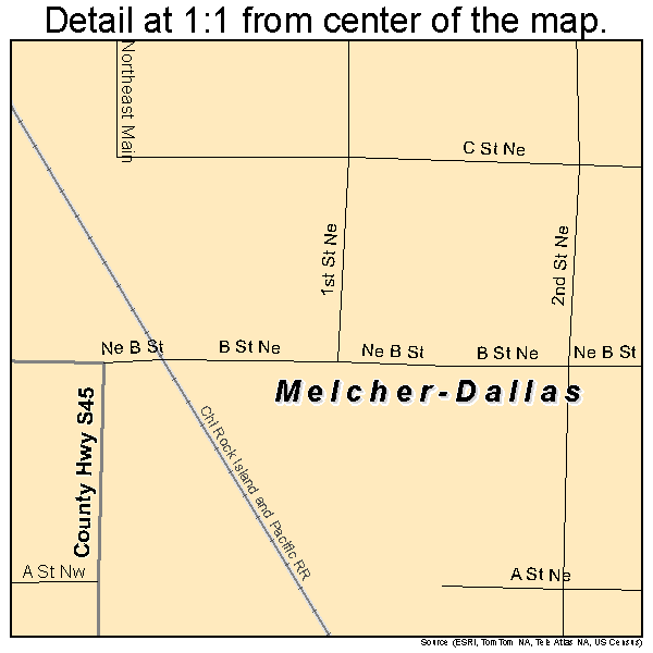 Melcher-Dallas, Iowa road map detail