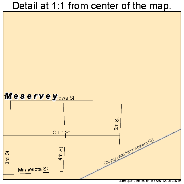 Meservey, Iowa road map detail