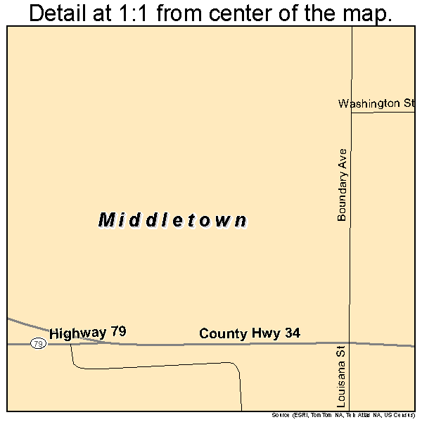 Middletown, Iowa road map detail
