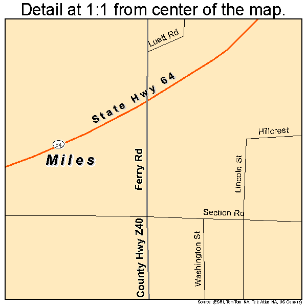 Miles, Iowa road map detail