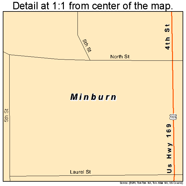 Minburn, Iowa road map detail