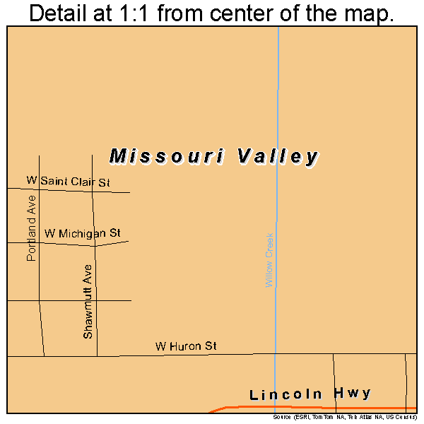 Missouri Valley, Iowa road map detail