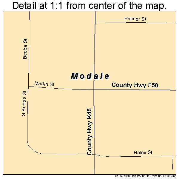 Modale, Iowa road map detail