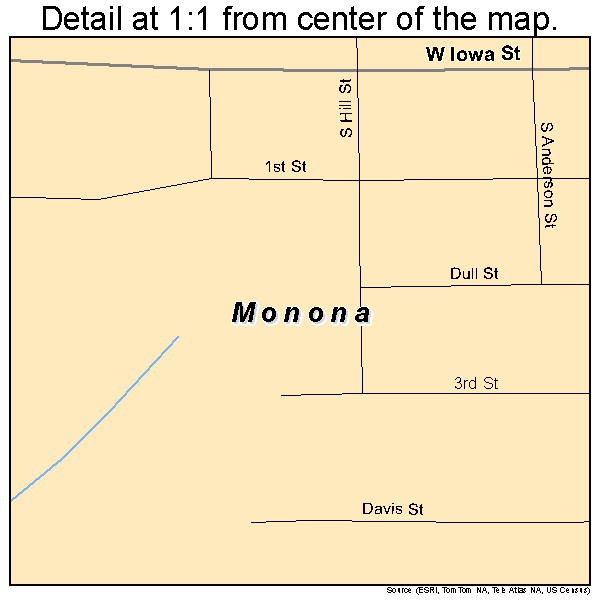 Monona, Iowa road map detail