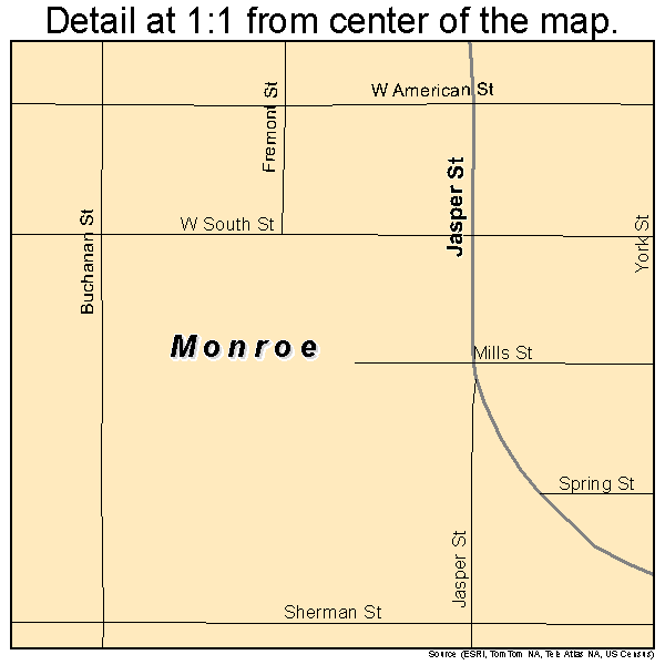 Monroe, Iowa road map detail