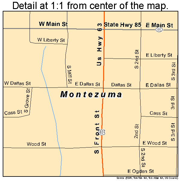Montezuma, Iowa road map detail