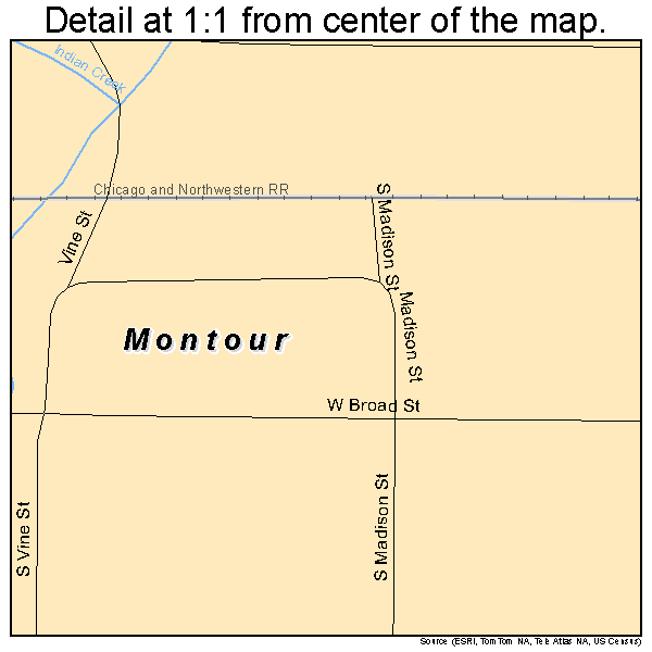 Montour, Iowa road map detail