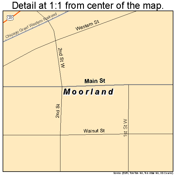 Moorland, Iowa road map detail