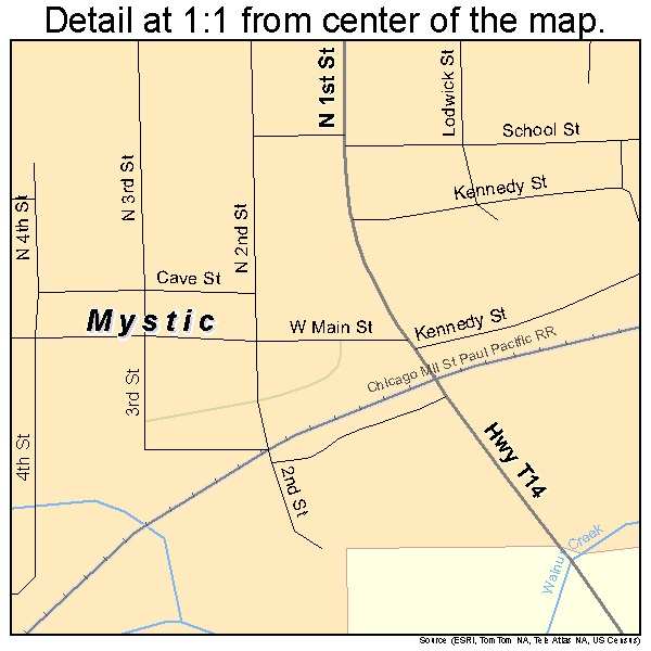 Mystic, Iowa road map detail