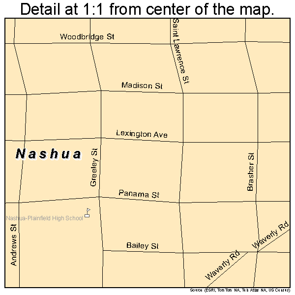 Nashua, Iowa road map detail