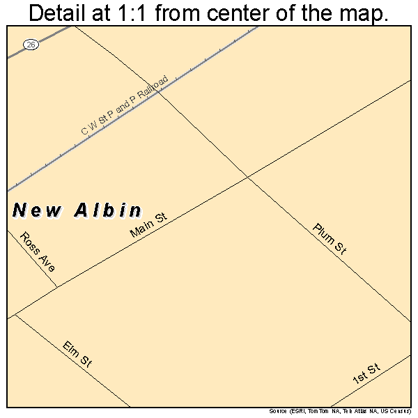 New Albin, Iowa road map detail