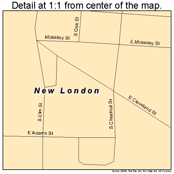 New London, Iowa road map detail