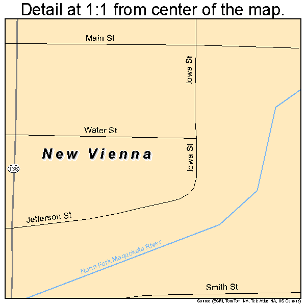 New Vienna, Iowa road map detail